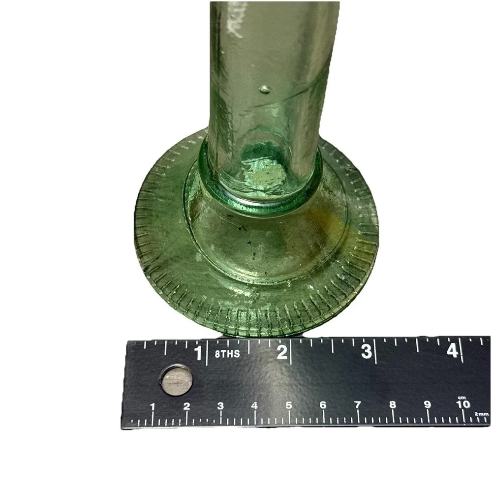 Vintage Green‎ Glass Candlestick Holder 11